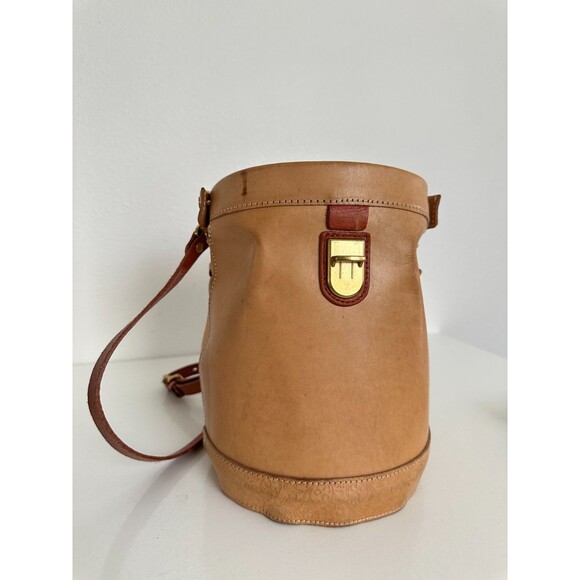 Old Trend Vintage Doctor Bucket Leather Crossbody Bag Handle Strap Brown Buckle - Picture 10 of 16